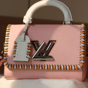 Replica Louis Vuitton Epi Leather Twist MM Bag In Rose Bellerin Pink With Braided Edges Flap