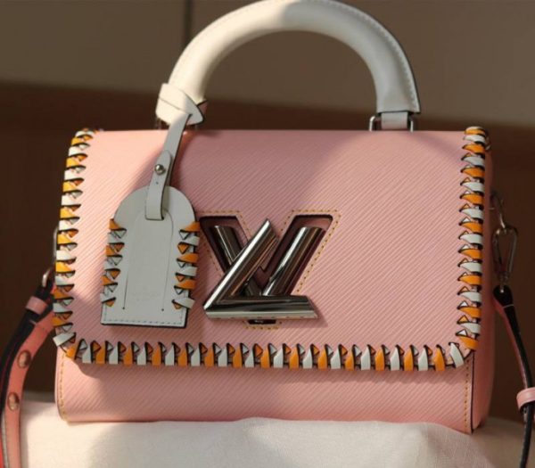 Replica Louis Vuitton Epi Leather Twist MM Bag In Rose Bellerin Pink With Braided Edges Flap