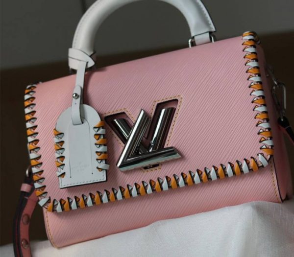 Replica Louis Vuitton Epi Leather Twist MM Bag In Rose Bellerin Pink With Braided Edges Flap - Image 2