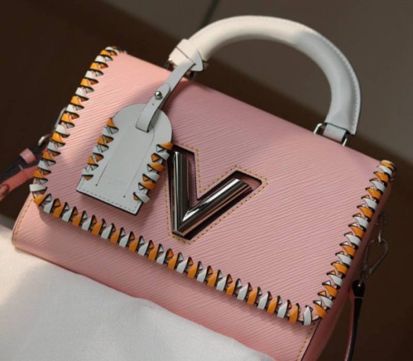Replica Louis Vuitton Epi Leather Twist MM Bag In Rose Bellerin Pink With Braided Edges Flap - Image 3