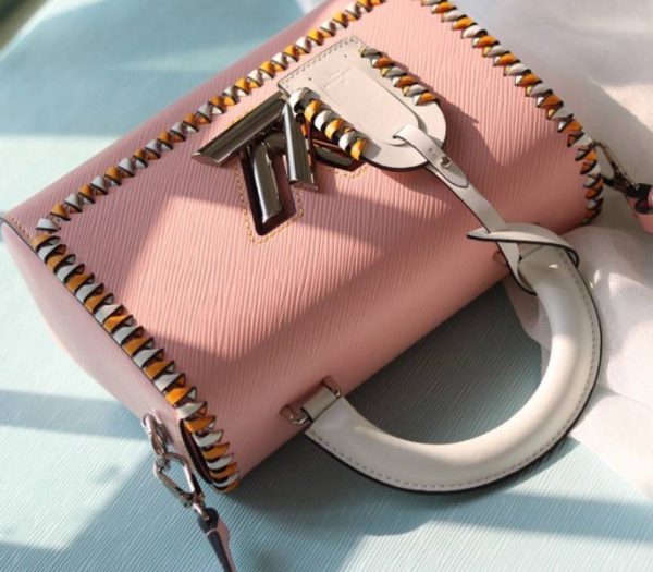 Replica Louis Vuitton Epi Leather Twist MM Bag In Rose Bellerin Pink With Braided Edges Flap - Image 4