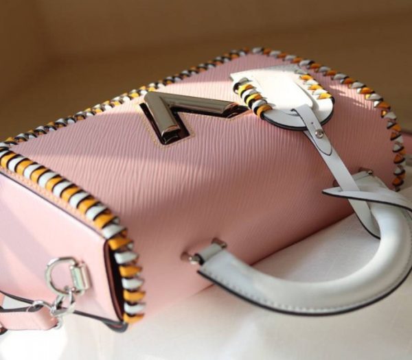 Replica Louis Vuitton Epi Leather Twist MM Bag In Rose Bellerin Pink With Braided Edges Flap - Image 5