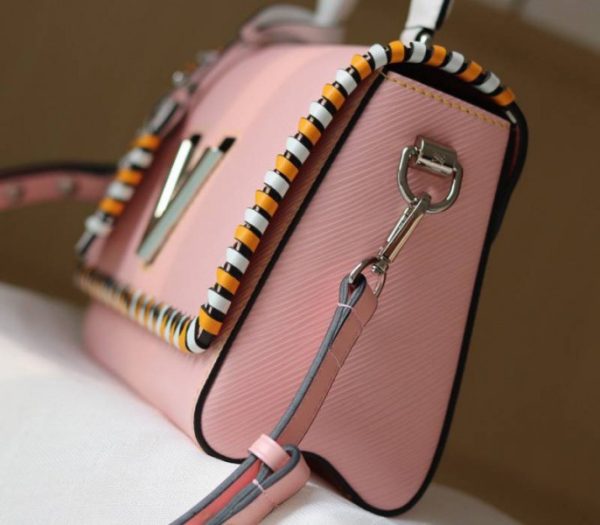 Replica Louis Vuitton Epi Leather Twist MM Bag In Rose Bellerin Pink With Braided Edges Flap - Image 7