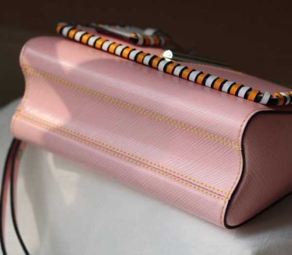 Replica Louis Vuitton Epi Leather Twist MM Bag In Rose Bellerin Pink With Braided Edges Flap - Image 8