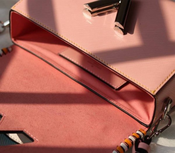 Replica Louis Vuitton Epi Leather Twist MM Bag In Rose Bellerin Pink With Braided Edges Flap - Image 9