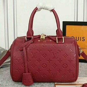 Replica Louis Vuitton Monogram Empreinte Speedy Bandouliere 25 Handbag In Bordeaux