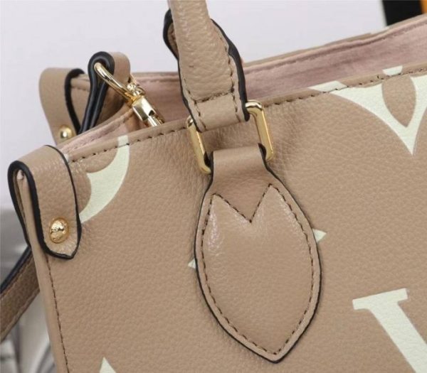 Replica Louis Vuitton Bicolor Monogram Empreinte Leather Onthego PM Bag In Tourterelle Gray And Cream - Image 8
