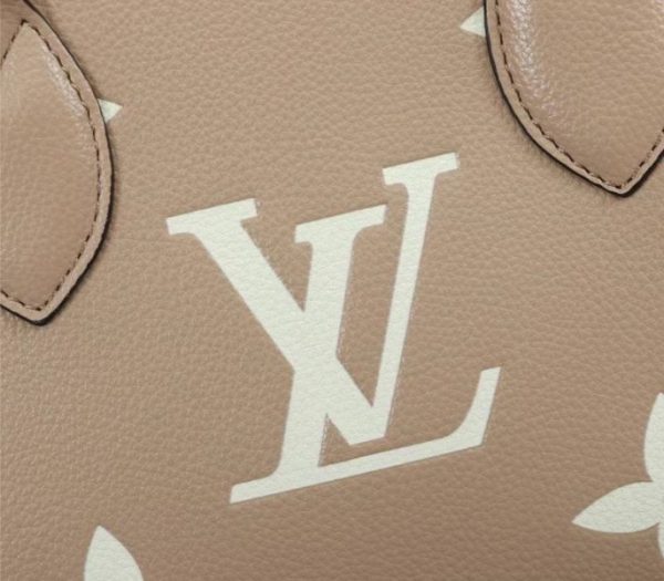 Replica Louis Vuitton Bicolor Monogram Empreinte Leather Onthego PM Bag In Tourterelle Gray And Cream - Image 9