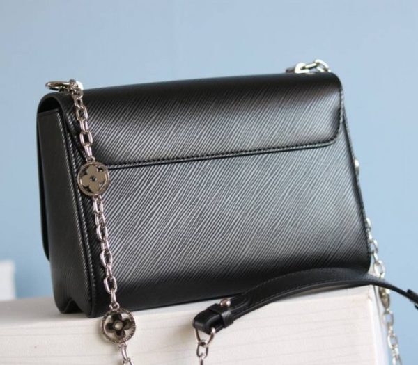 Replica Louis Vuitton Epi Leather Twist MM With Flowers Jewels Chain Bag In Black - Image 6