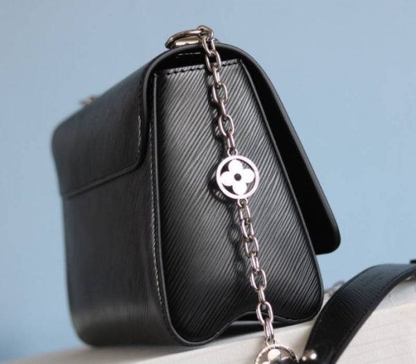 Replica Louis Vuitton Epi Leather Twist MM With Flowers Jewels Chain Bag In Black - Image 7