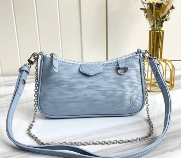 Replica Louis Vuitton Epi Leather Easy Pouch On Strap In Bleu Celeste Blue