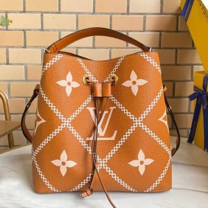 Replica Louis Vuitton Spring 2022 Monogram Empreinte NeoNoe MM Bag In Arizona Brown