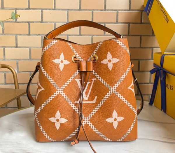 Replica Louis Vuitton Spring 2022 Monogram Empreinte NeoNoe MM Bag In Arizona Brown