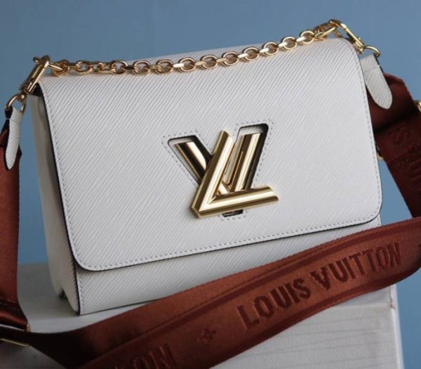 Replica Louis Vuitton Epi Leather Twist MM Bag In Optic White With Jacquard Strap - Image 2