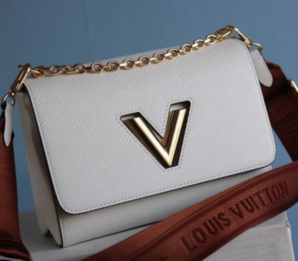 Replica Louis Vuitton Epi Leather Twist MM Bag In Optic White With Jacquard Strap - Image 3