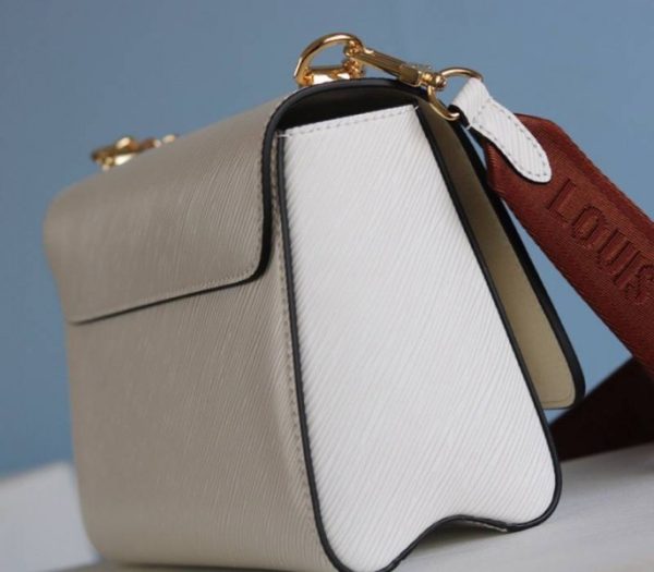 Replica Louis Vuitton Epi Leather Twist MM Bag In Optic White With Jacquard Strap - Image 5
