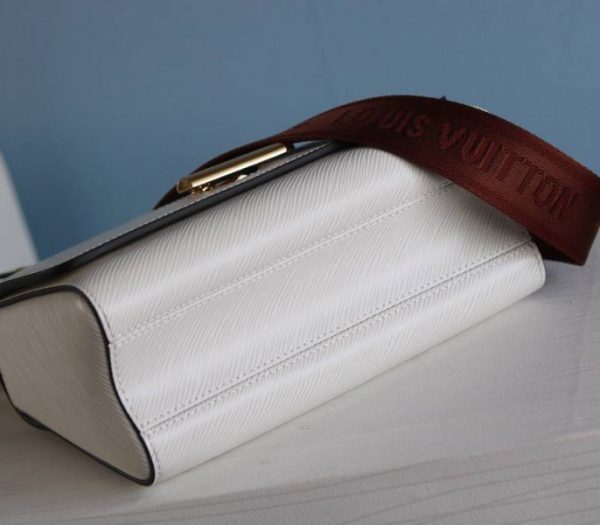 Replica Louis Vuitton Epi Leather Twist MM Bag In Optic White With Jacquard Strap - Image 7
