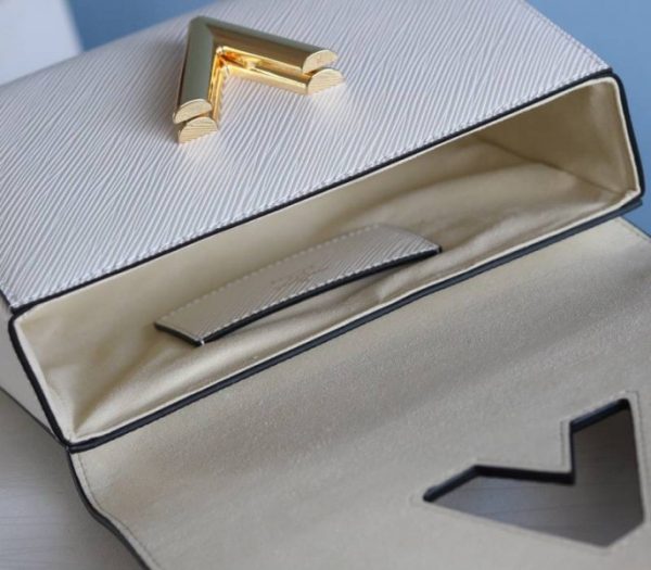 Replica Louis Vuitton Epi Leather Twist MM Bag In Optic White With Jacquard Strap - Image 8
