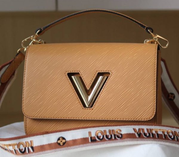 Replica Louis Vuitton Epi Leather Twist MM Bag With Jacquard Strap In Honey Gold - Image 2
