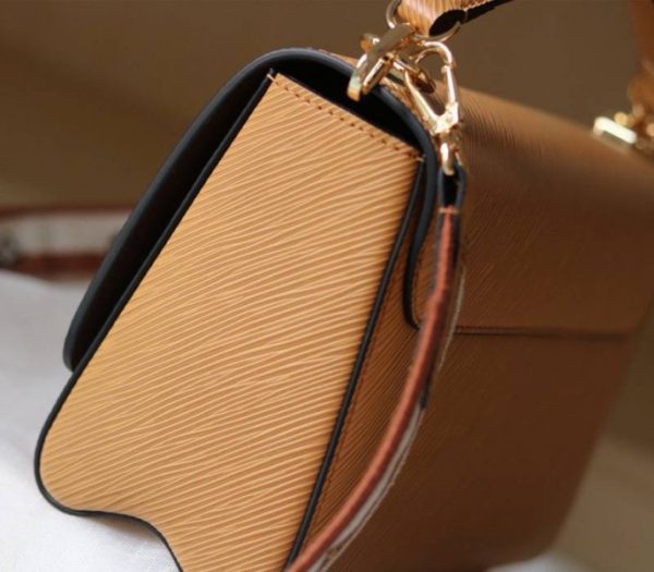 Replica Louis Vuitton Epi Leather Twist MM Bag With Jacquard Strap In Honey Gold - Image 6