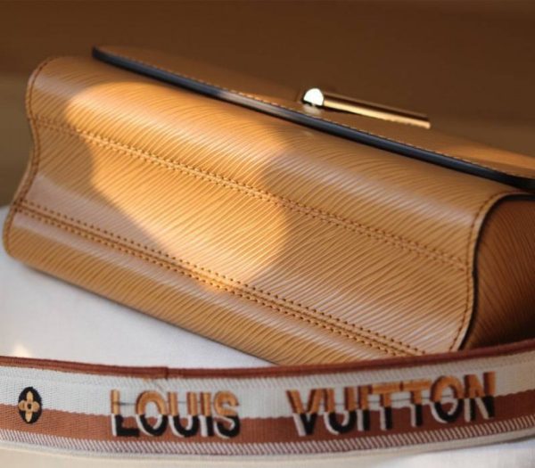 Replica Louis Vuitton Epi Leather Twist MM Bag With Jacquard Strap In Honey Gold - Image 7
