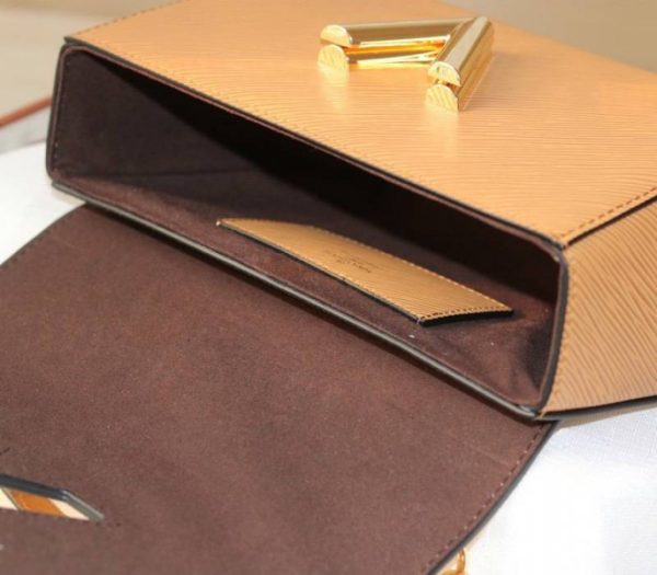 Replica Louis Vuitton Epi Leather Twist MM Bag With Jacquard Strap In Honey Gold - Image 8
