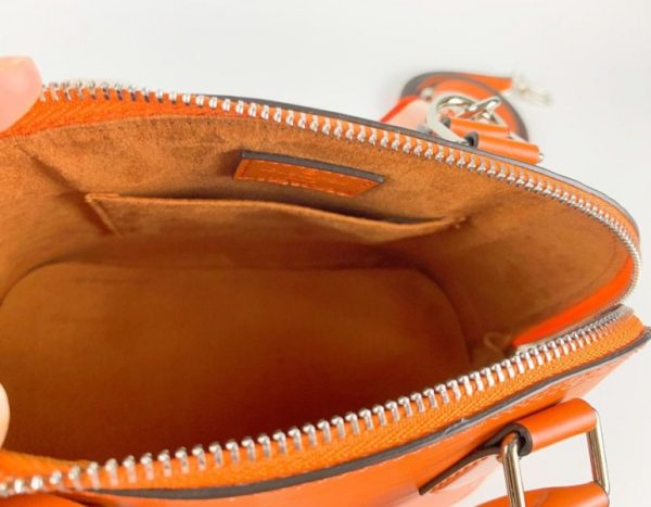 Replica Louis Vuitton Epi Leather Alma BB Handbag In Orange With Jacquard Strap - Image 6