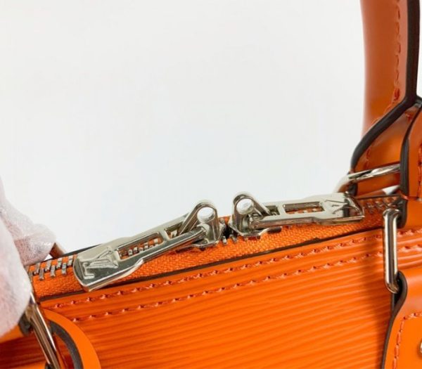 Replica Louis Vuitton Epi Leather Alma BB Handbag In Orange With Jacquard Strap - Image 9