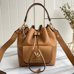 Replica Louis Vuitton Lockme Bucket Bag In Arizona Beige
