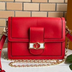 Replica Louis Vuitton Dauphine Lugano MM Bag In Bloody Mary Red