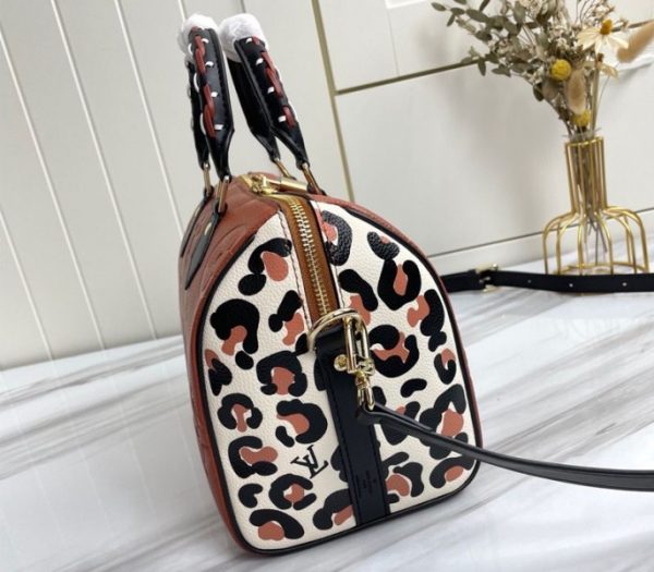 Replica Louis Vuitton Monogram Empreinte Wild At Heart Speedy 25 Bandouliere Handbag In Caramel Brown - Image 3