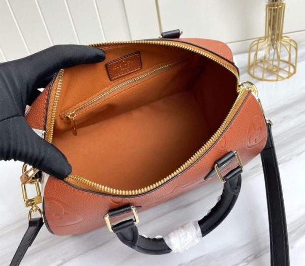 Replica Louis Vuitton Monogram Empreinte Wild At Heart Speedy 25 Bandouliere Handbag In Caramel Brown - Image 5