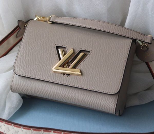 Replica Louis Vuitton Epi Leather Twist MM Handbag In Galet Gray With Embroidered Strap - Image 3