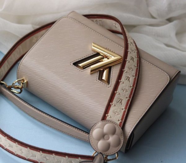 Replica Louis Vuitton Epi Leather Twist MM Handbag In Galet Gray With Embroidered Strap - Image 5