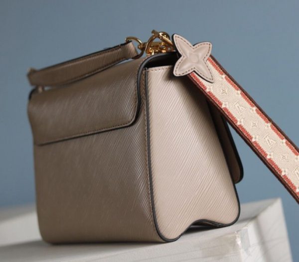 Replica Louis Vuitton Epi Leather Twist MM Handbag In Galet Gray With Embroidered Strap - Image 7