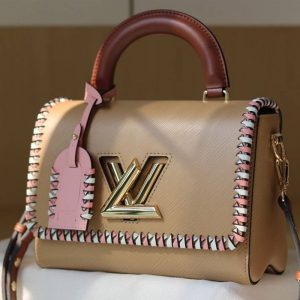 Replica Louis Vuitton Epi Leather Twist MM Bag In Beige With Braided Edges Flap