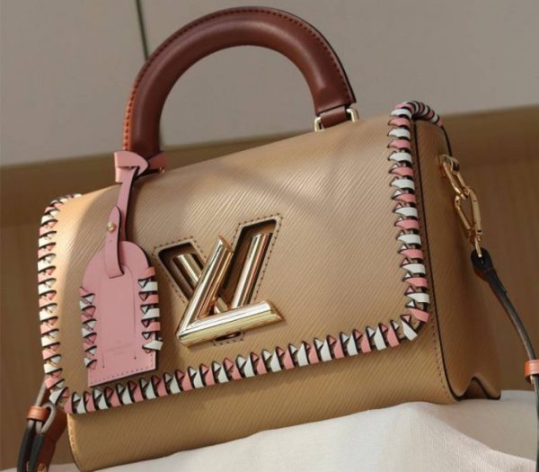Replica Louis Vuitton Epi Leather Twist MM Bag In Beige With Braided Edges Flap - Image 2