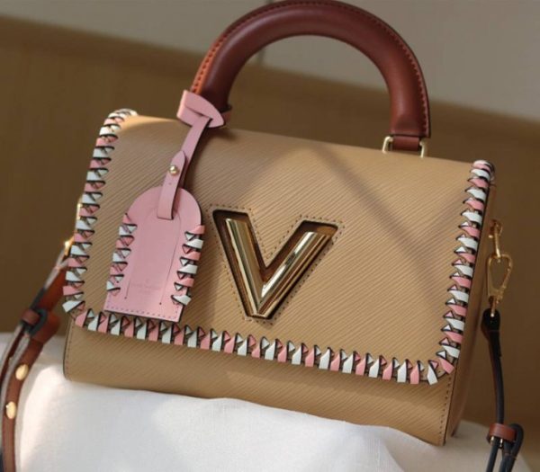 Replica Louis Vuitton Epi Leather Twist MM Bag In Beige With Braided Edges Flap - Image 3