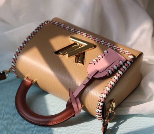 Replica Louis Vuitton Epi Leather Twist MM Bag In Beige With Braided Edges Flap - Image 4