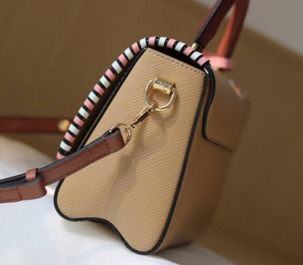 Replica Louis Vuitton Epi Leather Twist MM Bag In Beige With Braided Edges Flap - Image 7