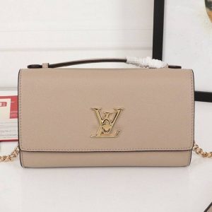 Replica Louis Vuitton Lockme Clutch In Galet Gray