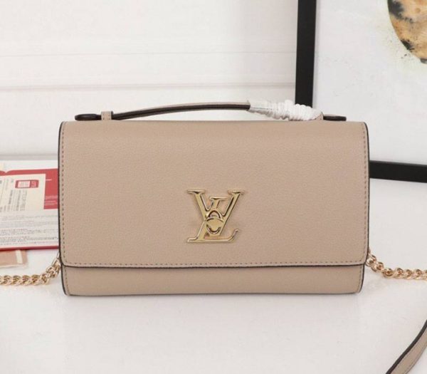 Replica Louis Vuitton Lockme Clutch In Galet Gray