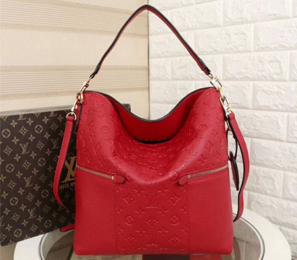 Replica Louis Vuitton Monogram Empreinte Melie Hobo In Red - Image 3