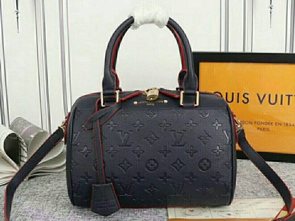 Replica Louis Vuitton Monogram Empreinte Speedy Bandouliere 25 Handbag In Navy Blue