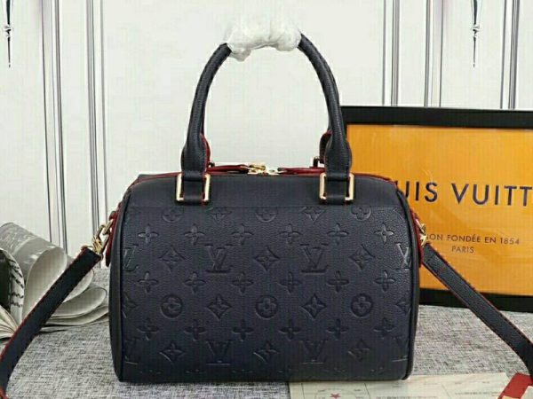 Replica Louis Vuitton Monogram Empreinte Speedy Bandouliere 25 Handbag In Navy Blue - Image 3