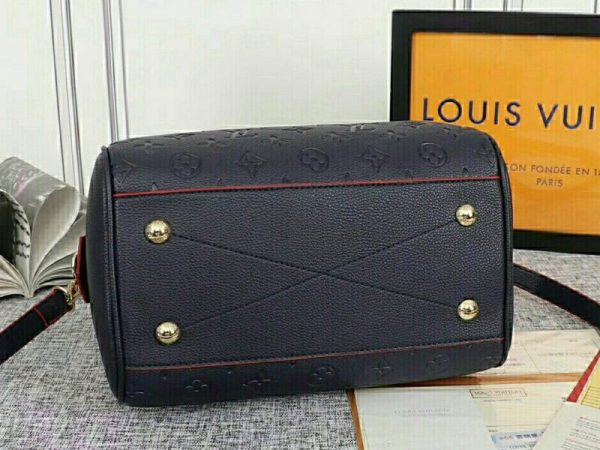 Replica Louis Vuitton Monogram Empreinte Speedy Bandouliere 25 Handbag In Navy Blue - Image 4