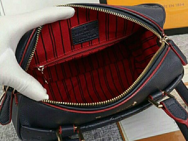 Replica Louis Vuitton Monogram Empreinte Speedy Bandouliere 25 Handbag In Navy Blue - Image 5