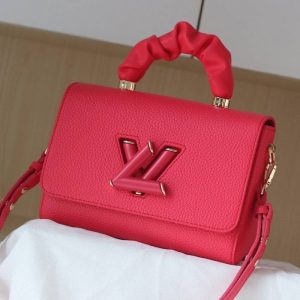 Replica Louis Vuitton Taurillon Leather Twist MM Scrunchie Handle In Pondichery Pink