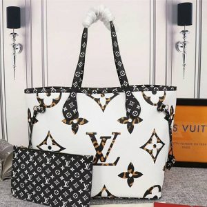 Replica Louis Vuitton Giant Neverfull MM Tote In Cream And Caramel