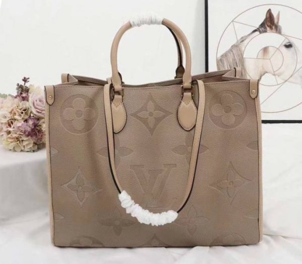 Replica Louis Vuitton Monogram Empreinte Giant Onthego GM Tote In Beige